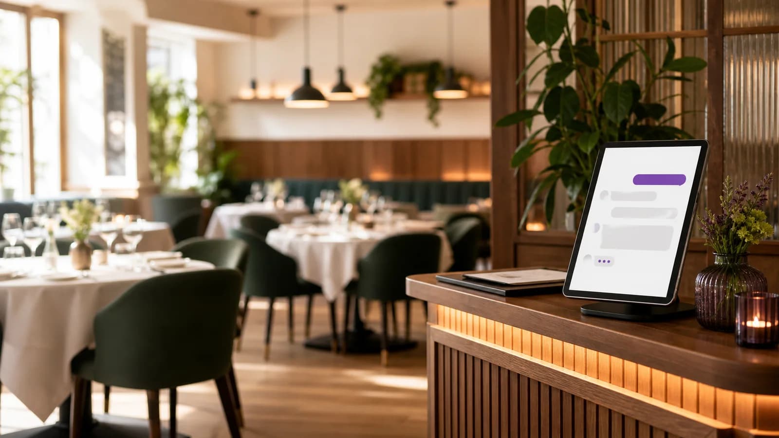 Restaurant mit digitalem Assistenten für Reservierungen und Gästefragen